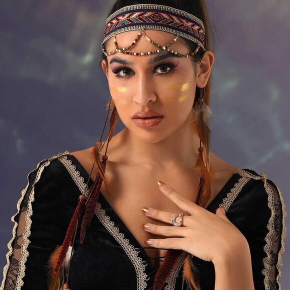 Boho Feather Headband Women Gypsy Beaded Hair Accessories Adjustable main image 7